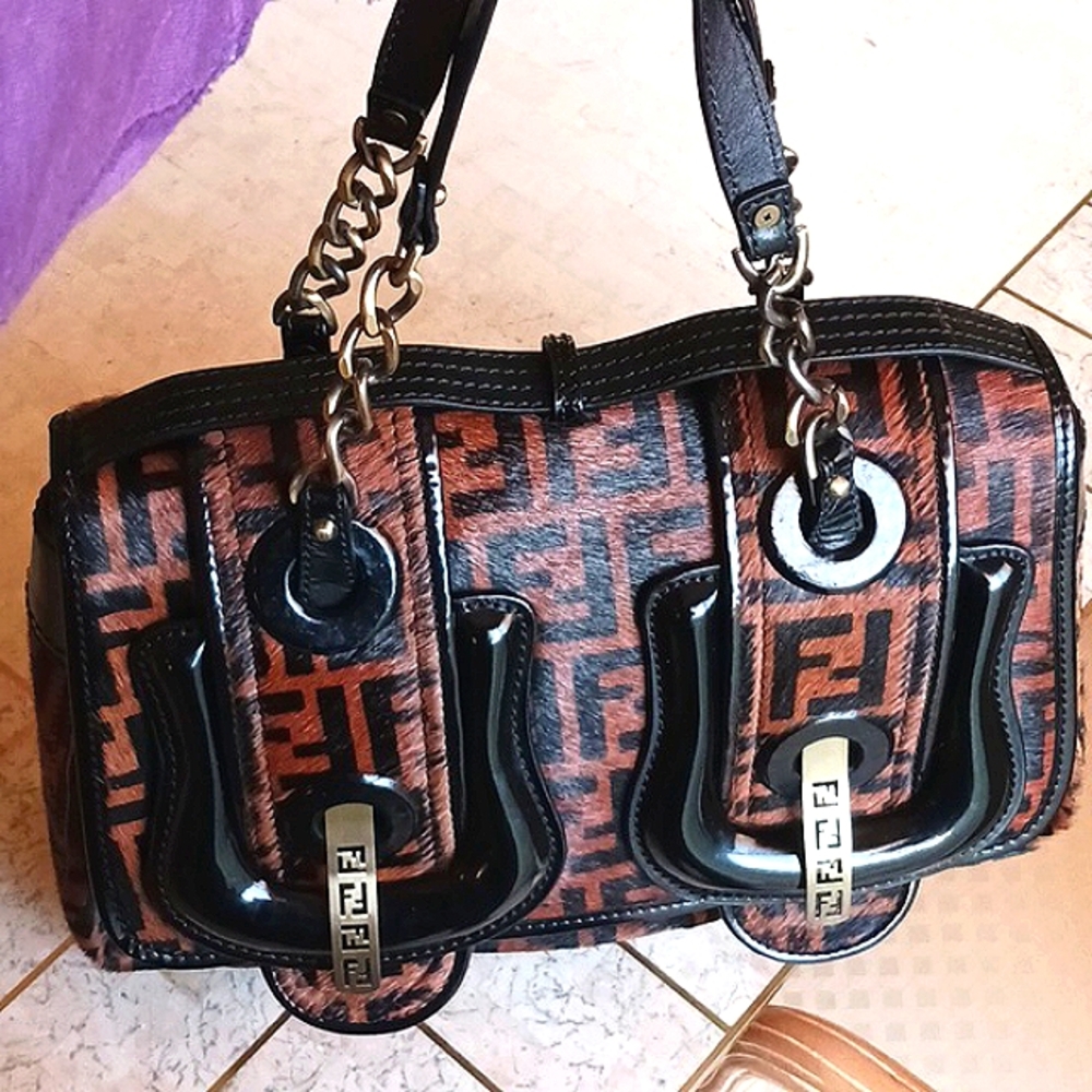 FENDI - Zucca Print calf/pony hair bag,Authentic, BRAND NEW-Vintage - Picture 12 of 16